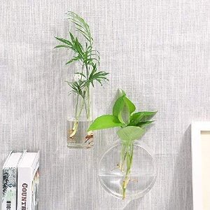 Ivolador Wall Hanging Glass Propagation Plant Terrarium Container Rectangle Shape Perfect for Propagating Hydroponic Plants Home Office Garden Decor Wedding-2PCS