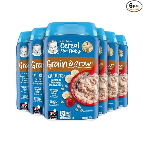 Lil' Bits Oatmeal Banana Strawberry Baby Cereal, 8 Ounces (Pack of 6)
