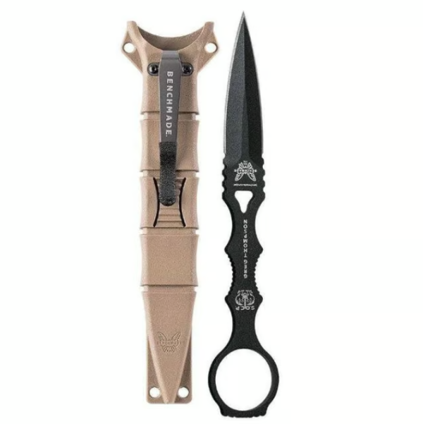 176BKSN SOCP Fixed Blade Knife (Plain Skeletonized Dagger, Black)