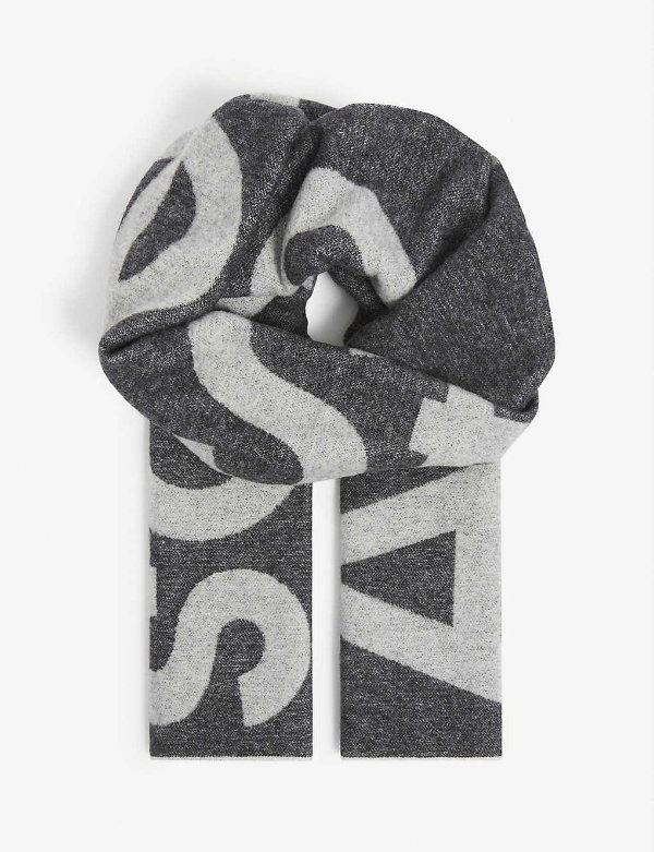 Toronty logo-intarsia wool-blend scarf