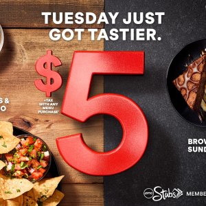AMC DINE-IN™ theatre offers Chips & Queso or a Brownie Sundae
