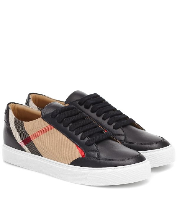 Salmond leather and cotton sneakers