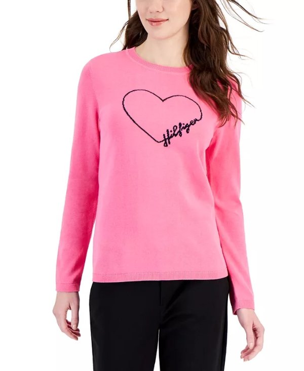 Women's Cotton Outline Heart Logo Sweater