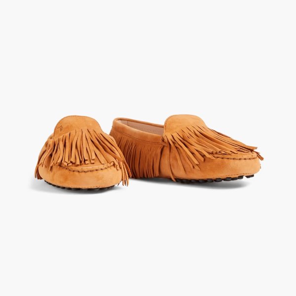 Gommino fringed suede loafers
