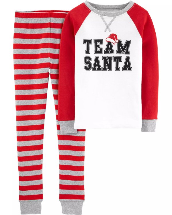 2-Piece Team Santa Snug Fit Cotton PJs