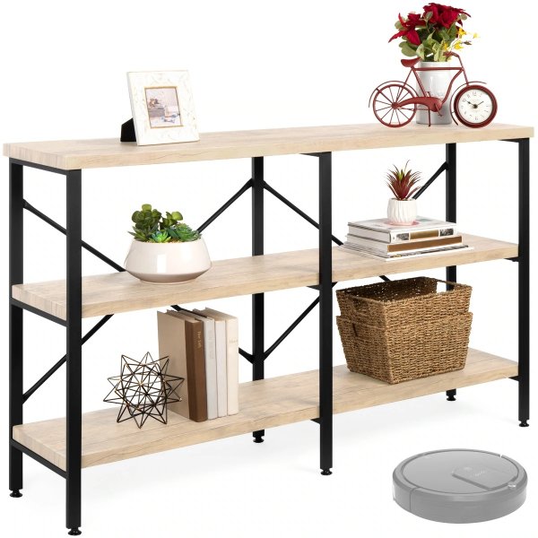 3-Tier Industrial Hallway Console Table for Living Room, Entry Way - 55in