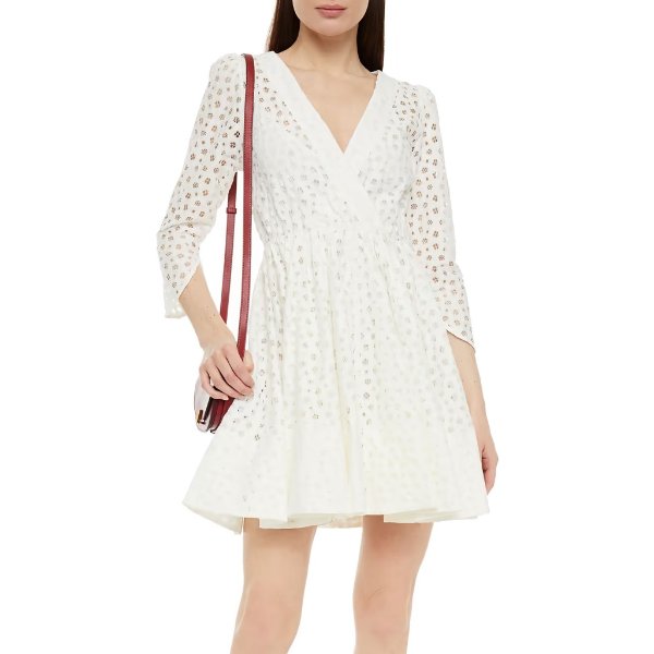 Ralina flared cotton-blend lace mini dress
