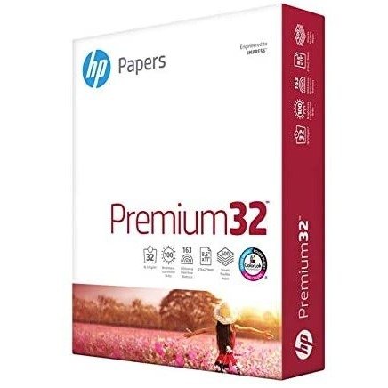 HP Paper Printer Paper 8.5x11 Premium 32 lb 1 Ream 500 Sheets 100 Bright
