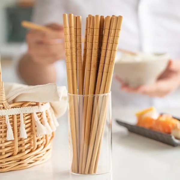 10 Pairs Of Fine Bamboo Chopsticks - Home & Kitchen - Temu