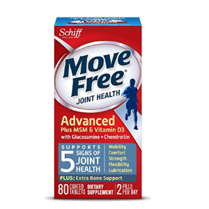 Move Free 葡萄糖胺软骨素和透明质酸 三倍强效补充剂 80粒