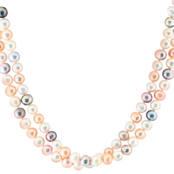 Sterling Silver 8–9mm Multicolor Freshwater Pearl Long Necklace
