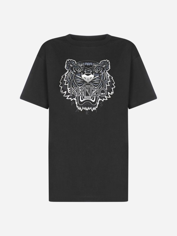 Logo-tiger cotton oversized t-shirt