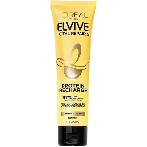 Elvive Total Repair 5 Protein Recharge Leave In Conditioner Treatment and Heat Protectant, 5.1 Ounce