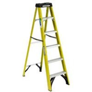 6 ft. Fiberglass Step Ladder with Yellow Rails with 225 lb. Load Capacity Type II Duty Rating
