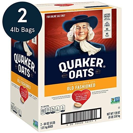 Old Fashioned Rolled Oats, Non GMO Project Verified, Two 64oz Bags in Box, 90 Servings