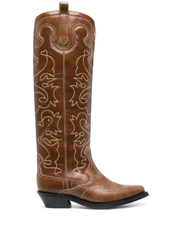 embroidered 40mm knee-high boots
