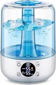 Humidifiers for Bedroom, 3L Ultrasonic Cool Mist Humidifiers for Home Baby Nursery & Plants, Quiet Top Fill Air Humidifier Lasts Up to 30 Hours, Auto Shut-Off, Filterless