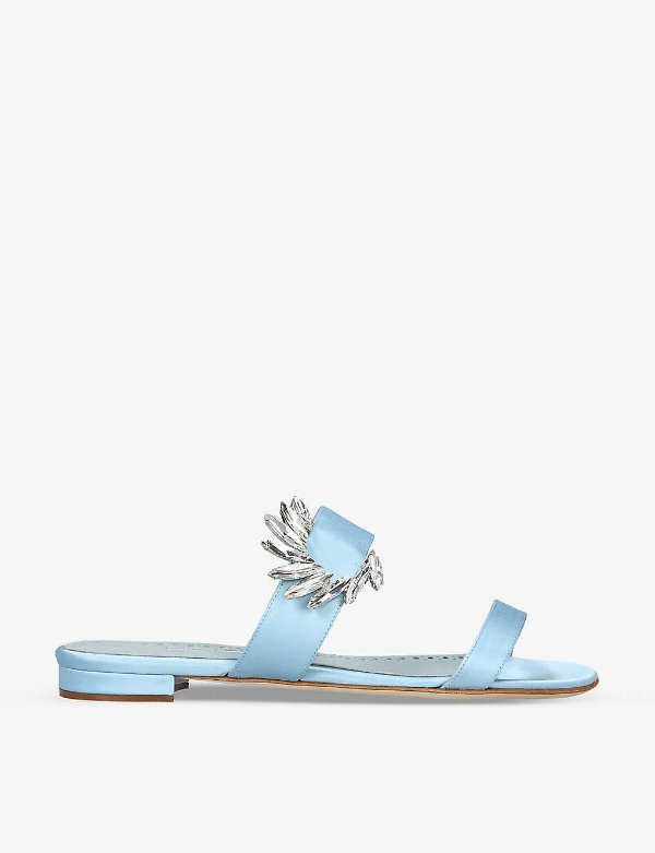 MANOLO BLAHNIK Chivela 90 crystal-embellished satin sandals