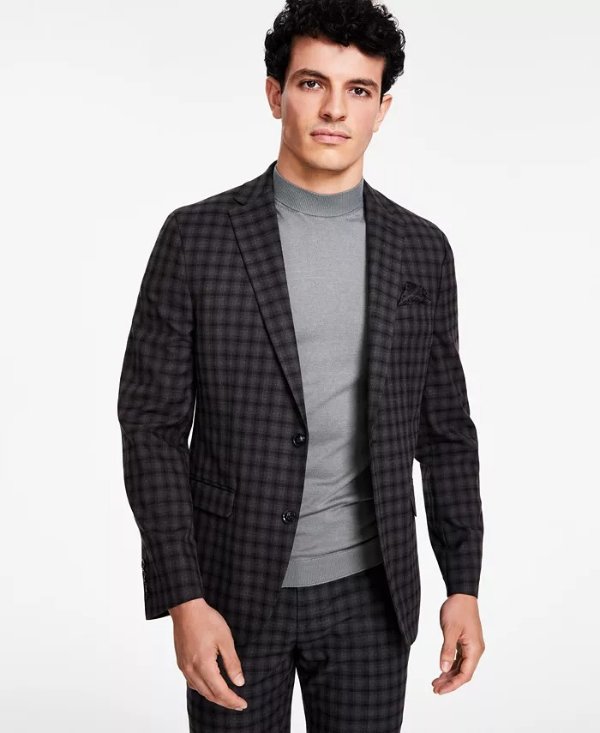Men's Skinny-Fit Check Suit Jacket, Created for Macy's