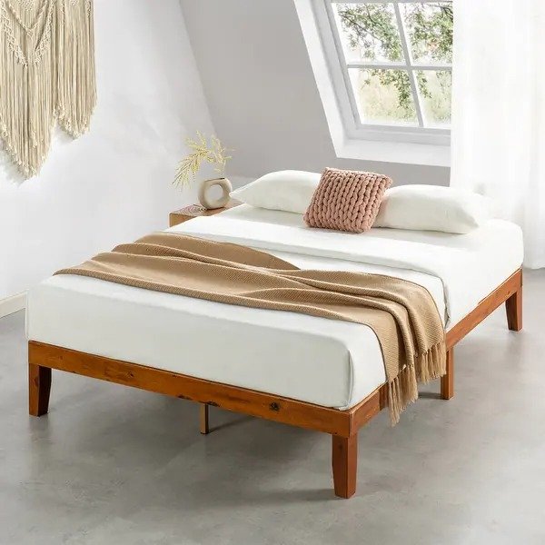 12" Classic Solid Wood Platform Bed Frame - Cherry - Full