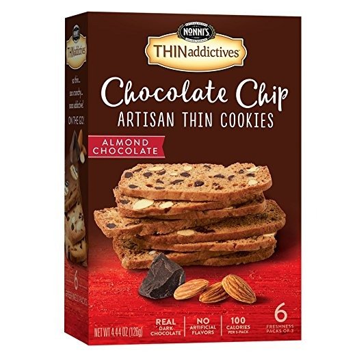THINaddictives, Chocolate Chip Thin Cookies, Almond Chocolate, 6 Count, 4.4 Ounce