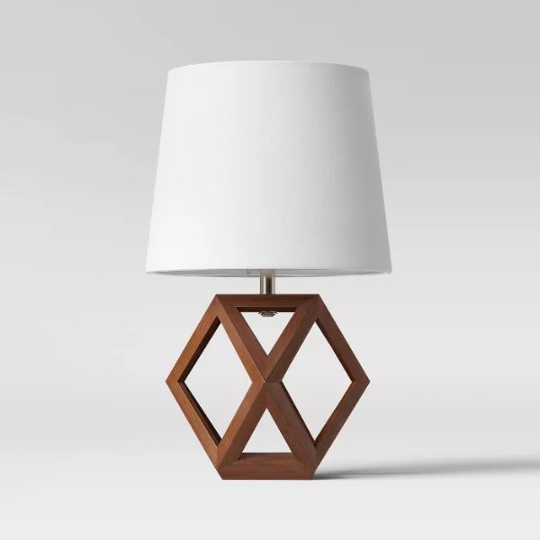 Geometric Wood Figural Accent Lamp Brown - Threshold