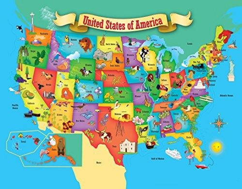 60片大块美国地图拼图