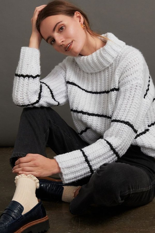 Zoe Striped Turtleneck Sweater