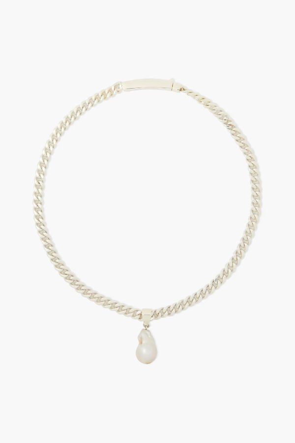 Silver-plated pearl necklace