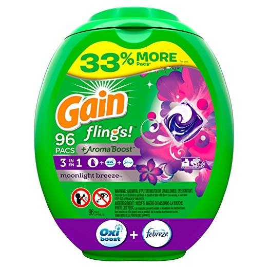 Flings! Liquid Laundry Detergent Pacs, Moonlight Breeze, 96 Count