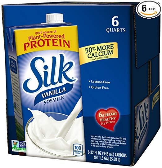 Vanilla Soymilk 32-Ounce Aseptic Cartons (Pack of 6), Vanilla Flavored Non-Dairy Soy Milk, Individually Packaged, Dairy-free Milk