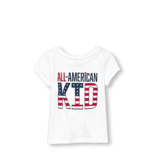 Toddler Girls Americana Short Sleeve 'All-American Kid' Matching Family Graphic Tee