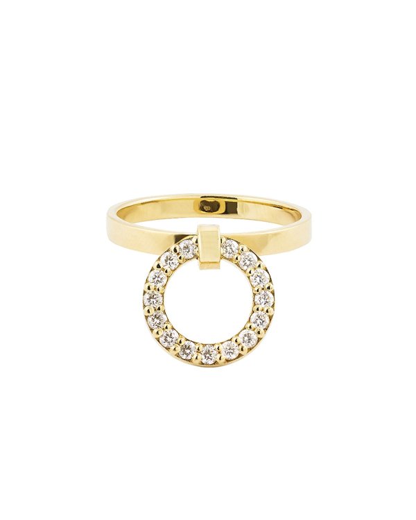 14k Diamond Link-Charm Ring, Size 7