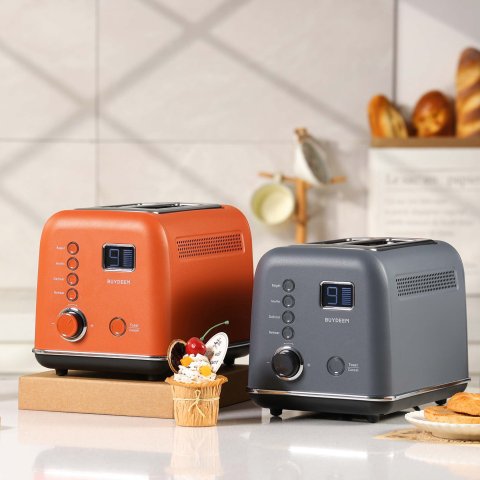 Buydeem 2-Slice Digital Motorized Toaster Koi Red