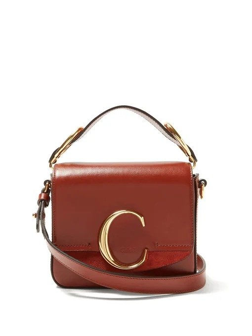 Mini C leather and suede crossbody bag | Chloe | MATCHESFASHION US