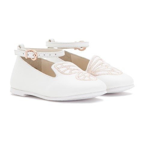 Bibi White Leather Embroidered Butterfly Shoes | AlexandAlexa