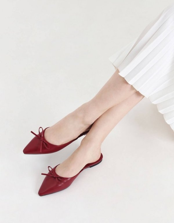 Pink Bow Detail Slip-Ons | CHARLES & KEITH SG