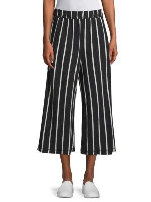 Striped Wide-Leg Capri Pants