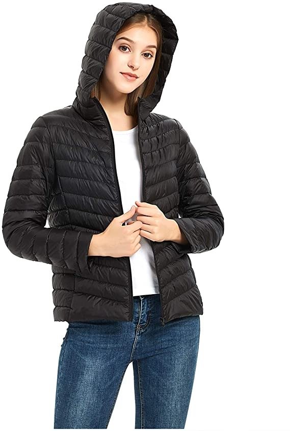 Women's Packable Short Down Jacket Lightweight Hooded Coat Outwear Puffer