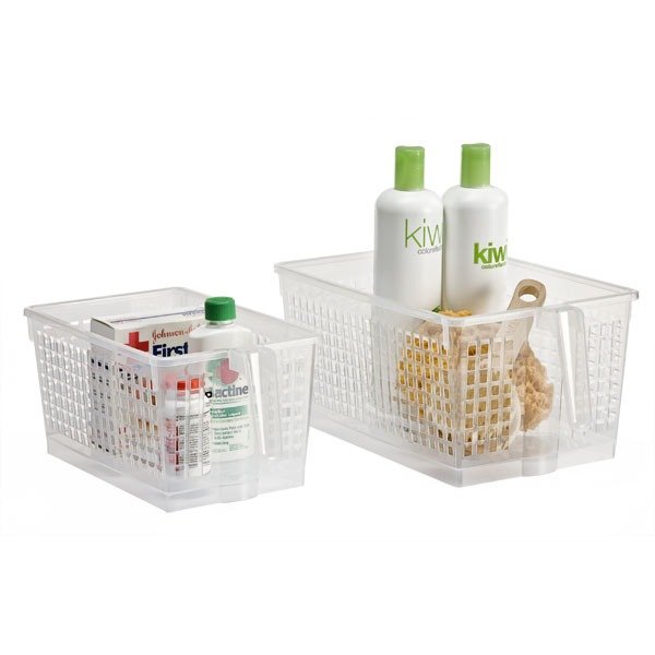 Clear Handled Storage Baskets