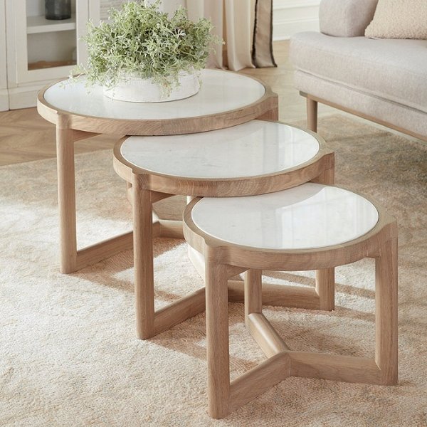 Lamont Marble Top Round Nesting Coffee Tables Set of 3
