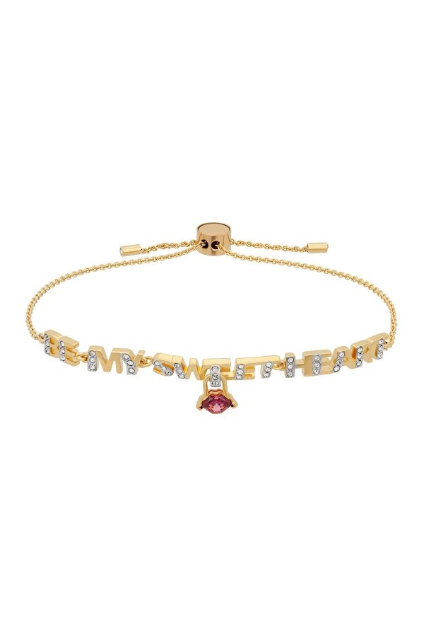 Melt Your Heart 23K Yellow Gold Plated Red Swarovski Crystal Adjustable Bracelet