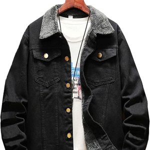 Lavnis Men's Denim Distressed Jacket Casual Button Down Trucker Jacket Jean Coat