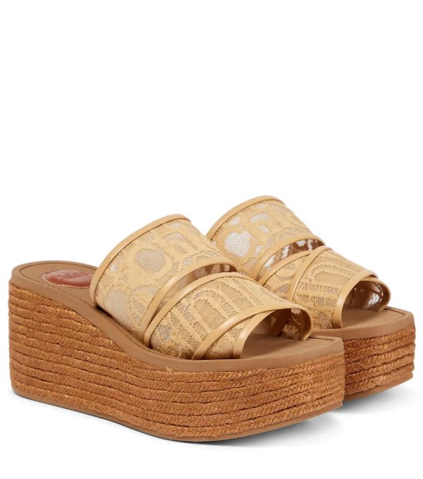 Woody lace wedge espadrille sandals