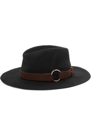 Faux suede-trimmed wool-felt hat