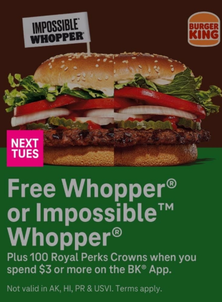 T-Mobile Customers 09/20/22: Free Whopper or Impossible Whopper*, Redbox rental, and Grove Co. starter set