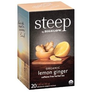 steep by Bigelow Organic Lemon Ginger Herbal Tea Bags, 20 Count Box (Pack of 6)
