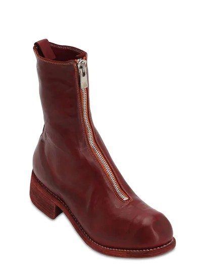 40MM ZIP-UP FULL GRAIN LEATHER BOOTS