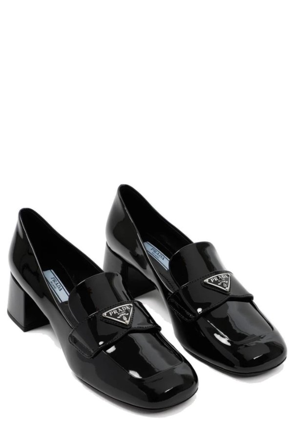 Logo Plaque Heeled Loafers