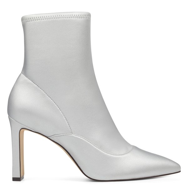 Jesson Stretch Booties - Pale Silver Faux Stretch Leather